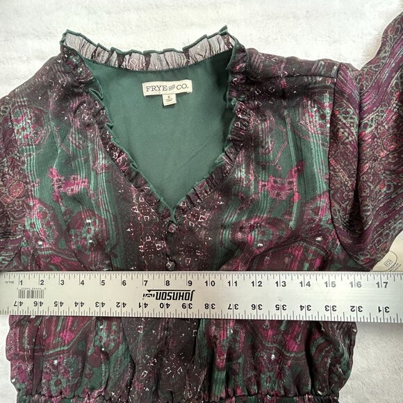 Frye & Co. Boho Chic Paisley Long-Sleeve Mini Dress Small Natural Combo New - Picture 5 of 8